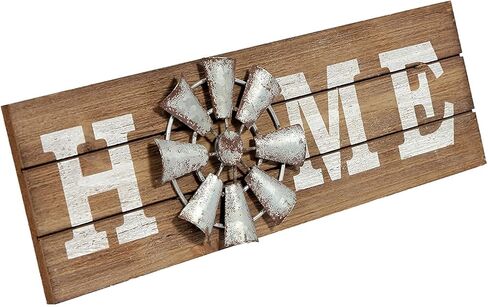 SOFE مزرعة طاحونة معدنية علامة المنزل جدار ديكور 15 "، قائمة بذاتها علامات ديكور المنزل ريفي المتعثرة، علامات خشبية لديكور المنزل منضدية الموقد غرفة المعيشة غرفة نوم عيد الشكر عيد الميلاد in Kuwait