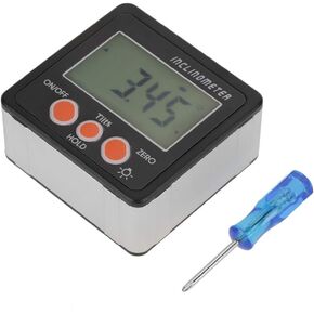 Hilitand Digital Angle Gauge IP54 Digital Inclinometer with Magnetic Base & LCD Display Screen 4 x 90° (Silver)