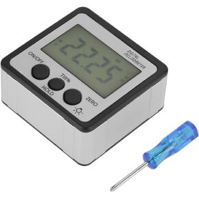 Hilitand Digital Angle Gauge IP54 Digital Inclinometer with Magnetic Base & LCD Display Screen 4 x 90° (Silver)