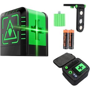 Self Leveling Laser Level, 100ft Green Laser Level Tool, 180-Degree Cross Line Laser Level, Waterproof, Magnetic Bracket, Carrying Bag and Battery Included