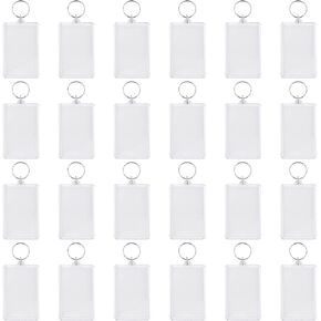 Framendino, Acrylic Keychain Blanks Rectangle Photo Frame Keychain Photo Insert Blank Keyrings 2 x 3 Inch