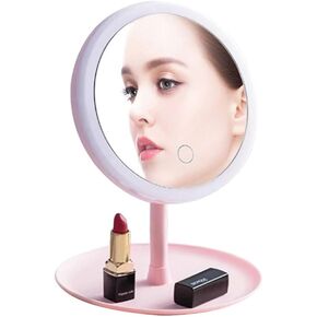 Lighted Makeup Mirror Rechargeable,3 Levels of Light 90 Degree Swivel & Touch Screen Dimming, Detachable Portable Traveling Makeup Vanity Mirror with Lights Gift for Girl Best Friend