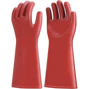 12KV High-voltage electrical insulated rubber gloves electrical 1.8 mm thick with double-layer cut & stab resistant outer protective gloves 12kVAC/22kVDC max for linemen electrician Red