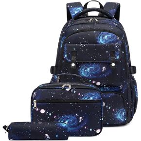 Boys Backpack, Galaxy Backpack for Boys School Bags Elementary Bookbags Primary School Backpack Kids Backpack with Lunch Box and Pencil Case