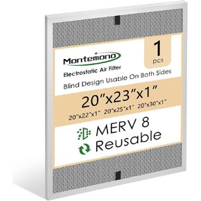 24x30x1 HVAC Filter | MERV8 Aluminum Electrostatic Air Filter Replacement Washable Furnace Filters Reusable Furnace Center AC Filter for Home, 2 PCS