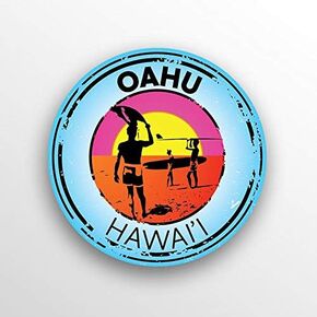 2-Pack Oahu Hawai'i Decal Sticker |3-Inch Round | Premium Quality Vinyl Sticker | UV Protective Laminate | PD1505F