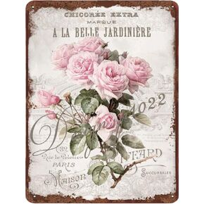 Thankful & Blessed Rose Metal Tin Sign Floral Vintage Tin Sign Wall Hanging Decoration Holiday Birthday Valentine's Christmas Wall & Tabletop Decor Plaque Sign Home Porch Decorations Cf-04 5.5x8 Inch