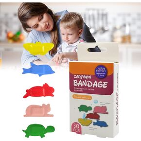 Childrens Bandage, Cartoon Bandage Animal Design, Baby Band-aid Waterproof Adhesive Hemostatic Stickers (30pcs), White