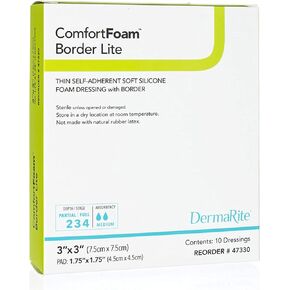Dermarite Industries رغوة مريحة مع الحدود، رغوة خفيفة رقيقة مع السيليكون، 3x3، 10 العد in Kuwait