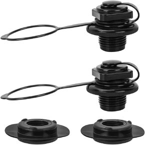 2PCS Inflatable Boat Air Valve, (24mm) Plastic Air Valve Hats Screw Valve Replacement for Inflatable Fishing Boat Kayak Canoe Air Bed Boston Valve Replacement Towable Tube Plug (Black)