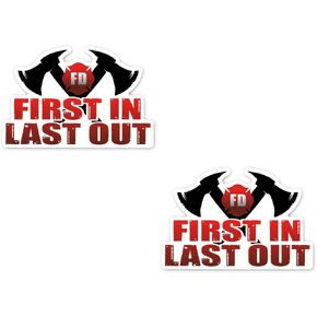 FD Fire Department Sticker Decal First in Last Out Vinyl Sticker - 2 Pack