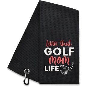 Livin's That Golf Mom Life Embroidered Golf Towel, Golf Accessories for Women, Golf Gift for Mom Golf Lovers, Birthday Retirement Gift for Mom Golf Lovers, from Daughter Son