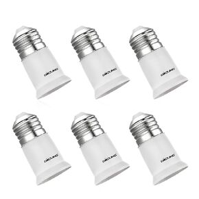 DiCUNO E26 to E26 Socket Extender-3CM/1.18 Inch Extension, 165℃ Heat-Resistant No Fire Hazard, Standard Medium E26 Light Bulb Socket Extension 6-Pack