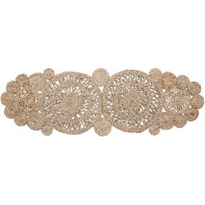 Bloomingville 46" Handwoven Jute Table Lace-Style Pattern Runner, Brown