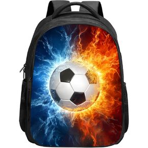 Kids Baseball Backpack, Cool Fire and Ice Baseball School Bookbag, Elementary Girls & Boys Baseball Backpack for Kids, Water Resistant Lightweight School Bags with 2 Compartments, 15.7 Inches