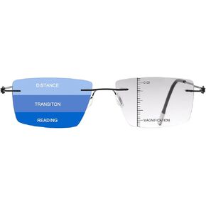 YIMI Rimless Progressive Multifocal Reading Sunglasses for Men Women Trifocal Sun Readers Blue Light Blocking Glasses