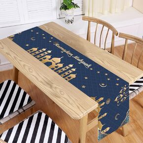 Ramadan Mubarak Table Runner Table Decorations - Ramadan Mosque Lantern Islamic Happy Ramadan Mubarak 2024 Party Supplies Decorations, 13.8x71 inches
