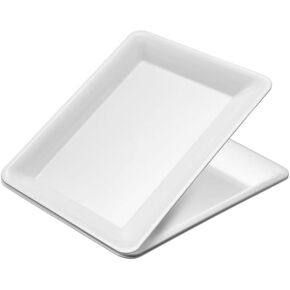 PLASTICPRO Plastic Serving Trays - Serving Platters Rectangle 10 X 14 Disposable Party Dish Black Pack of 4