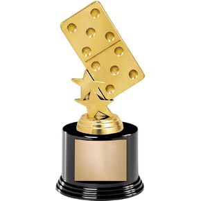 7" Games Dominoes Award On Round Trophy Base