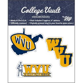 Reserve Collection by Blue 84 NCAA West Virginia Mountaineers 6 College Vault Vinyl Sticker 3-Pack, West Virginia Mountaineers Navy, One Size