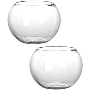 DOITOOL 2 Pcs Glass Bubble Bowl Glass Vase,Fish Bowl Globe Flower Vase Centerpiece Candle Holders Planter Terrarium for Wedding Home Office Decor