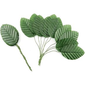 Artificial Silk Leaf 200PCS 10cm Green Fake Wired Single Silk Leaves Faux Flowers Leaf for Wedding Arrangements Centerpieces DIY Home Decorative Christmas Party Decoration