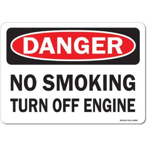 OSHA Danger 10 Pack of Decals - No Smoking Turn Off Engine | 10 Pack of Decals | Protect Your Business, Work Site, Warehouse & Shop Area | Made in The USA