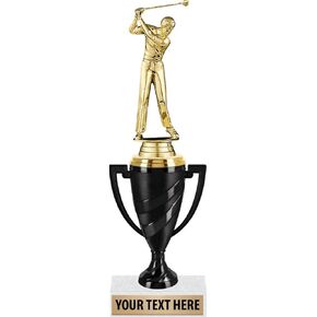 Crown Awards Golf Award Trophies, 11.75" Black Swirl Cup Trophy with Golfer Male Figure, Engraving Included Prime