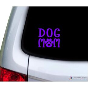 Dog mom Text paw Print 3.9x4.4 inches Size Dog Canine Dog Decal Vinyl Laptop car Window Truck - Made and Shipped in USA (Black)