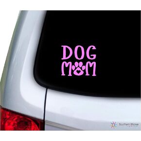 ملصق مطبوع عليه عبارة Dog Mom مقاس 3.9 × 4.4 بوصة، ملصق من الفينيل لشاحنة الكمبيوتر المحمول لنافذة السيارة - مصنوع ومشحون في الولايات المتحدة الأمريكية (أخضر ليموني)