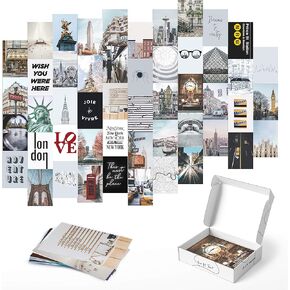 HAUS AND HUES Photo Collage Kit for Wall Aesthetic Décor Beach Aesthetic Posters & Aesthetic Pictures for Wall Collage | Blue Aesthetic Room Decor, Photo Collage Kit for Wall (Blue Set of 30)