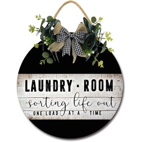 Vintage Laundry Room Decorative Wall Sign Laundry Room Decor Home Family Decorative Sign Inspirational Motto for Laundry Room, Bathroom, and Home, 12 x 12 Inch
