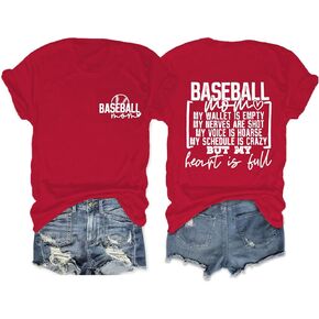 Baseball Mom Shirt for Women Game Day Baseball Graphic T-Shirt Casual Short Sleeve Tee Tops