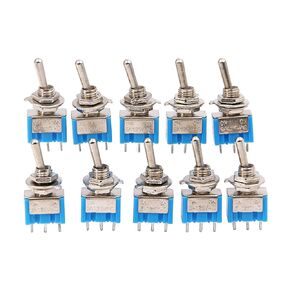 RuoFeng DPDT Toggle Switch AC 125V 6A Amps ON/ON 2 Position Pack of 10 (Light blue)