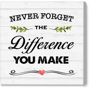 aPamr Never Forget The Difference You Make Canvas Wall Art Prints Decor,Inspirational Retirement Appreciation Gifts for Coworkers Poster Painting Artwork for Home Office Wall Decorations