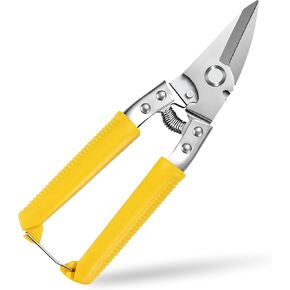 Heavy Duty Scissors, Cardboard Scissors, with Finely Serrated High Carbon Stainless Steel Blades- easy Cuts Electrical Cable Notch, Gardening Pruning, Leather, Solid Copper Wire, Insulated Cable, etc
