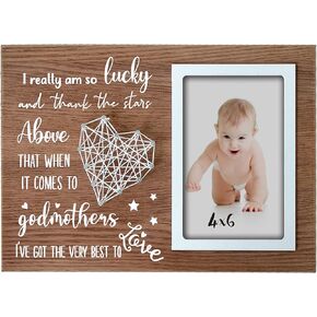 Godmother Gifts from Godchild - Godparent Picture Frame Wood Grain with 4x6 Inches Vertical Photo- Gifts for Goddaughter and Godson