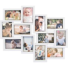 Jerry & Maggie - Photo Frame 19x22 Black Picture Frame Selfie Gallery Collage Wall Hanging for 6x4 Photo - 12 Photo Sockets - Wall Mounting Design