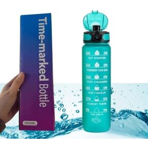 Water Bottle, 32 OZ, Motivational, Time Marker, Leak-Proof, BPA-Free, Tritan, Removable Strainer, For Work Gym Outdoor Sports (Blue) in Saudi Arabia