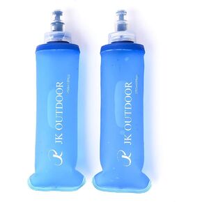 250ml TPU Soft Flask Running Collapsible Bottles 2 Pack BPA-Free Sports Water Bottle for Trail Marathon Race Ski Hiking Hydration Vest, Blue, JK2022001