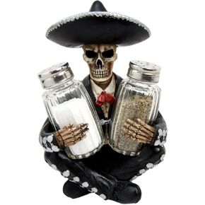 Ebros Day of The Dead Skeleton Mariachi Wedding Singer Salt Pepper Shakers Holder Figurine 7" H As Dias De Muertos Sugar Skull Themed Decor Statue Skeletons Skulls Halloween Ossuary Gothic Spooky