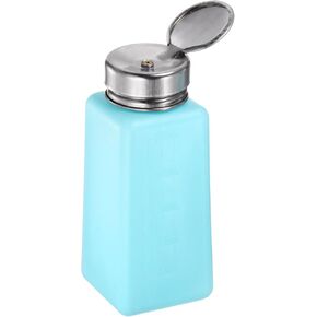 HARFINGTON Solvent Alcohol Dispensers 100ml(3.4oz) Push Down Liquid Dispenser Pump Bottle with Sealing Stainless Steel Lid for Acetone Cleanser Polish Remover, Blue