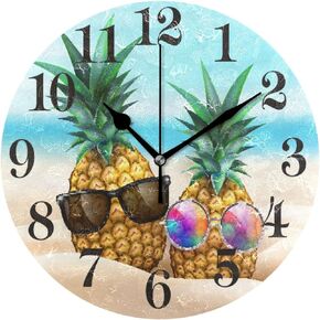 10 Inch Round Wall Clock Beach Ocean Wave Sunrise Home Art Decor Non-Ticking Numeral Clock for Home Office