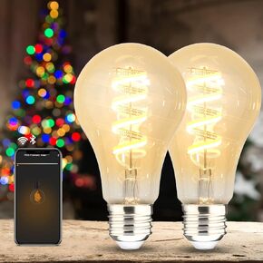 Homevenus Smart Edison Bulbs, ST64 E26 6W Dimmable Tunable Warm White 2100-5000K Farmhouse Vintage Décor Amber Glass 2.4GHz Wi-Fi APP Control Dawn to Dusk Work with Alexa Google Assistant 2 Packs