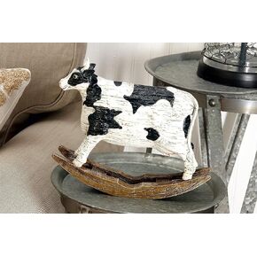Deco 79 Polystone Cow Decorative Sculpture Home Decor Statue, Accent Figurine 12" x 3" x 11", White