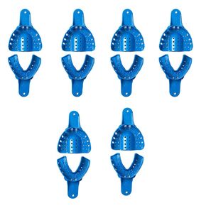 Peforated Dental Impressions Trays Dentist Supply Plastic Teeth Holder for Oral Tool (Upper + Lower Small 12pcs)