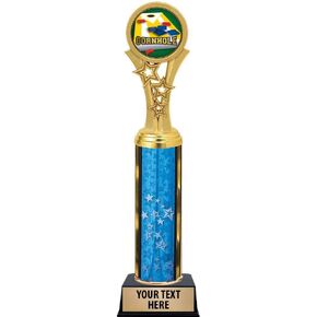 Cornhole Trophies, 11" Blue Stars Cornhole Trophy Award, Free Engraving Prime
