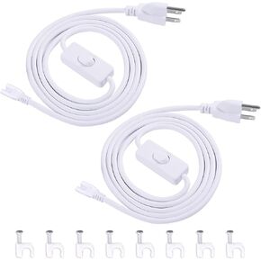 TRLIFE 6FT LED Light Power Cord with On/Off Switch, T5 T8 Power Cord T5 Connector Cord Extension Cord with US Plug for LED T5 T8 Integrated Tube Light Fixtures (2 Pack)