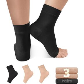 CTHH 3 Pack Plantar Fasciitis Compression Socks for Women Men (8-15mmHg) - Ankle Brace Sleeve for Sprain, Neuropathy, Support