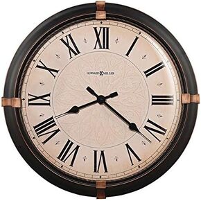Howard Miller Greenbush Wall Clock II 549-534 – Vintage Metal Clock with Dark Rubbed Bronze Finish, Aged Bronze Accents at (3,6,9,12 Positions), Quartz Movement